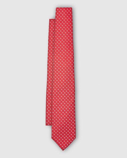 Gravata de seda vermelha com estampado floral