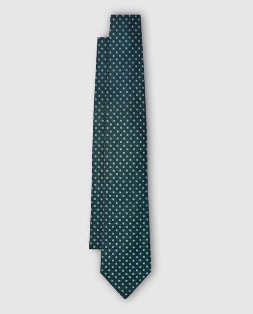 Gravata de seda verde com estampado floral