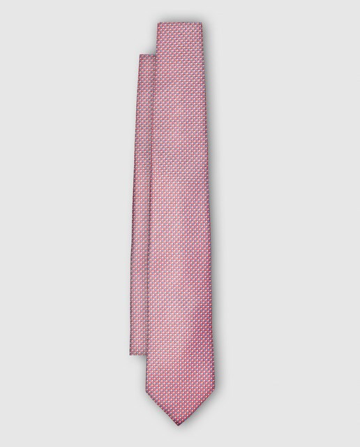 Gravata de seda vermelho-claro com estampado de rede
