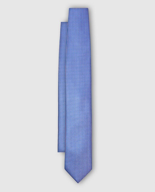 Gravata de seda azul royal com estampado de micro estrutura