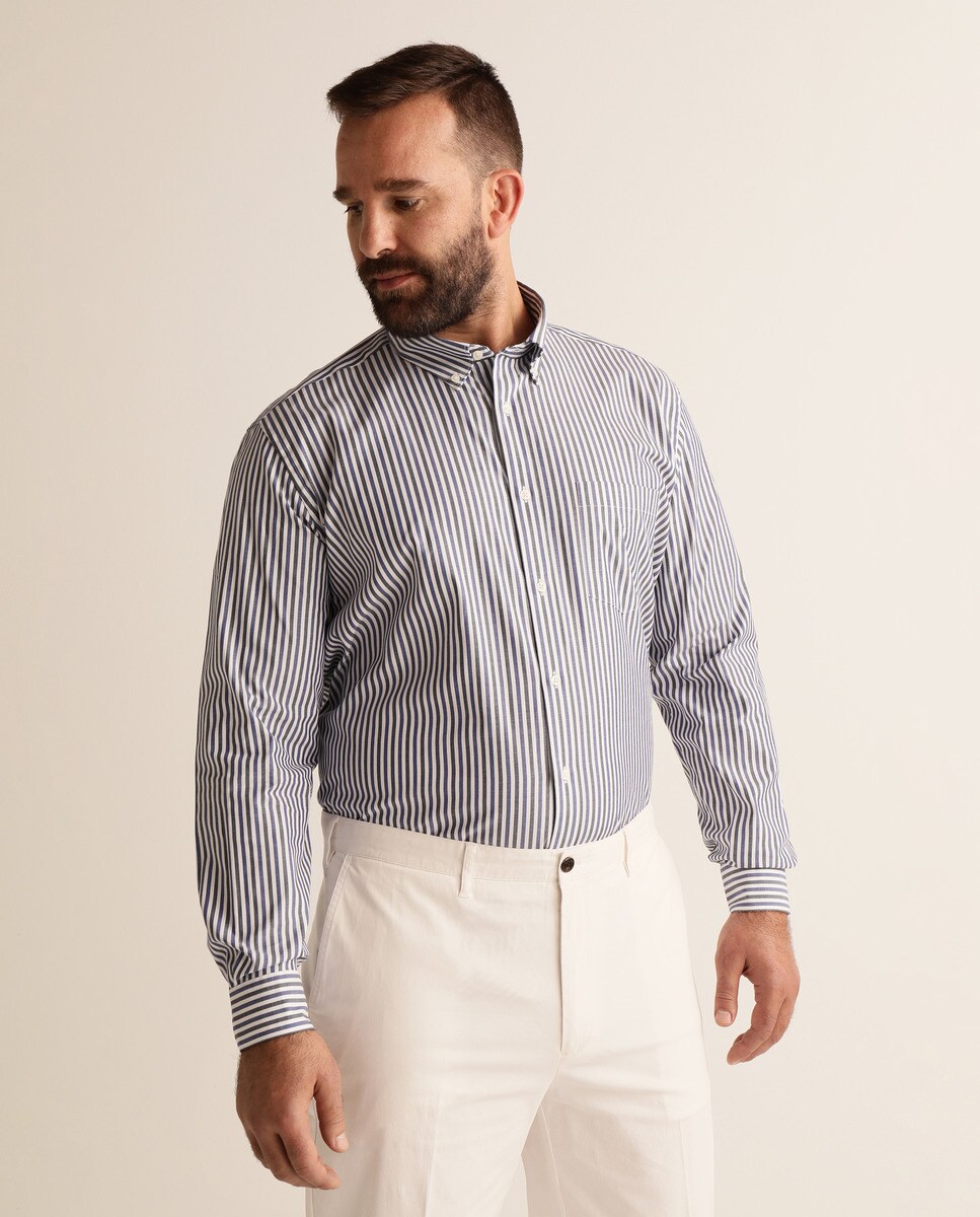 Big and Tall Men's ClassicFit Blue Striped Oxford Shirt · Dustin