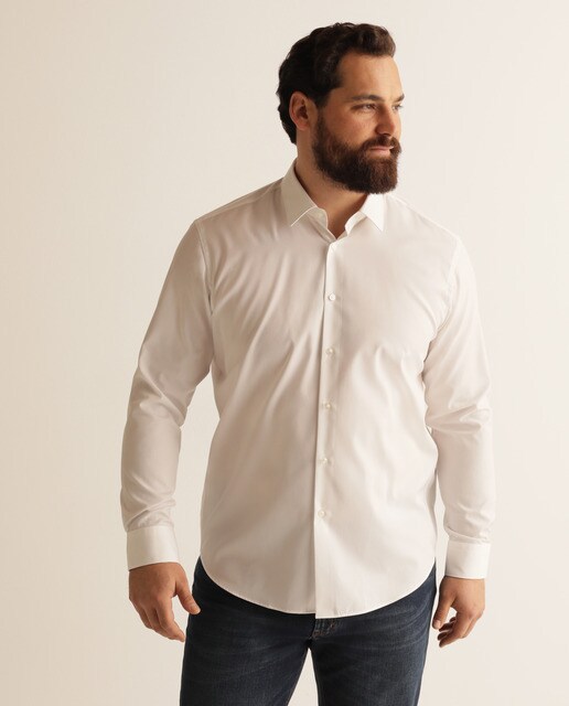 Camisa de homem regular lisa branca tamanhos grandes