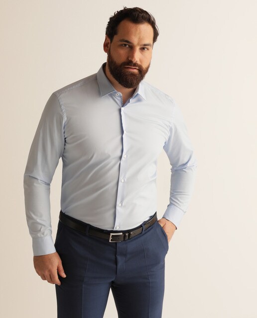 Camisa de homem regular lisa azul tamanhos grandes