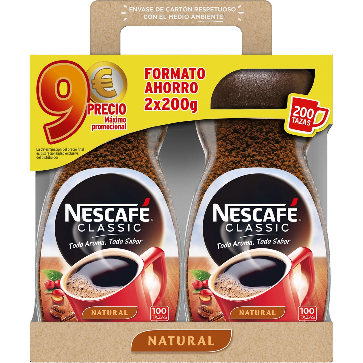 Comprar Classic café soluble natural pack 2 frasco 200 g