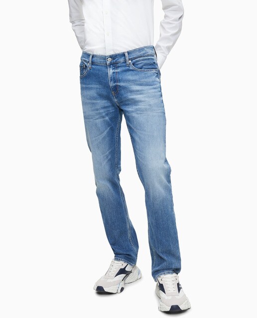 Jeans straight azuis de homem