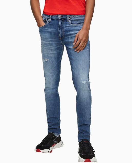 Calças de ganga de homem skinny azul