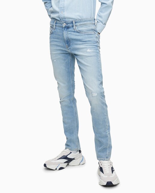 Calças de ganga de homem slim azul