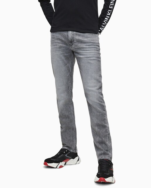 Calças de ganga de homem slim cinzento