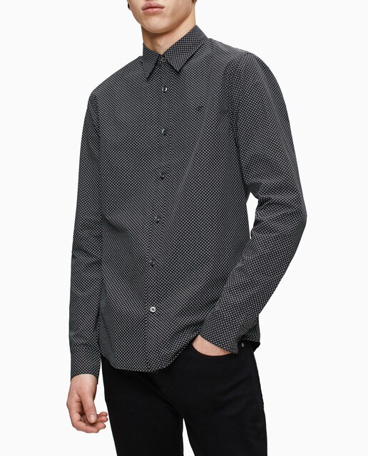 Camisa regular estampada preta de homem