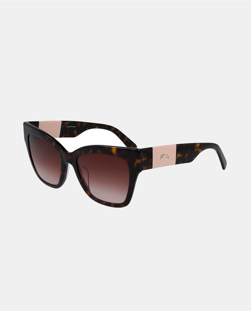 Longchamp - Gafas De Sol De Mujer Squared De Acetato En Havana Con Varilla Ancha