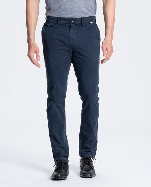 Calças de cinco bolsos de homem slim azuis
