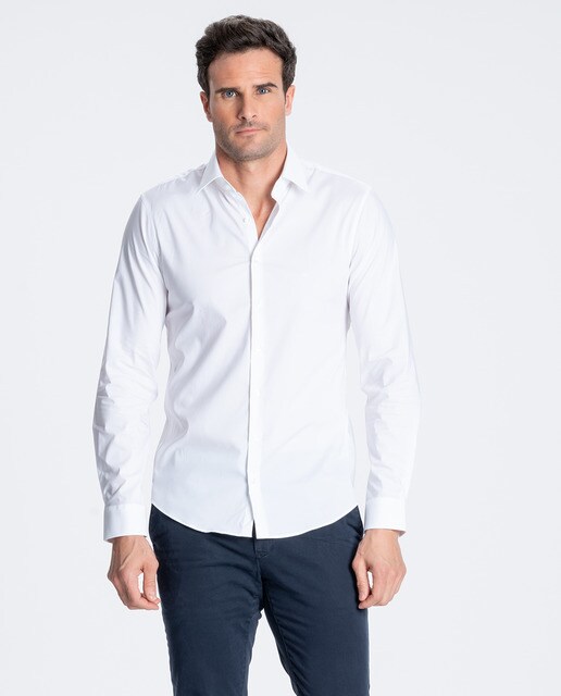 Camisa de homem slim lisa branca