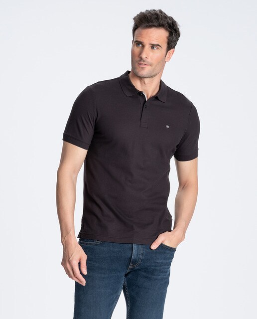 Pólo de homem classic azul de manga curta