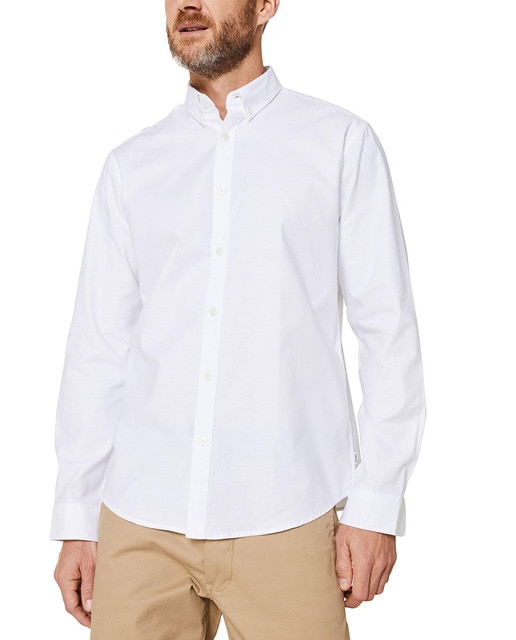Camisa de algodão orgânico regular lisa branca
