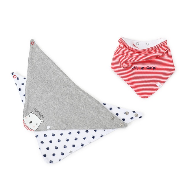 Pack de 3 Bandanas bbest Estampadas Huellas/Rayas/Oso multicolor