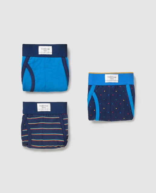 Pack de três slips azuis de homem
