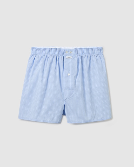Boxers de tecido azuis de homem