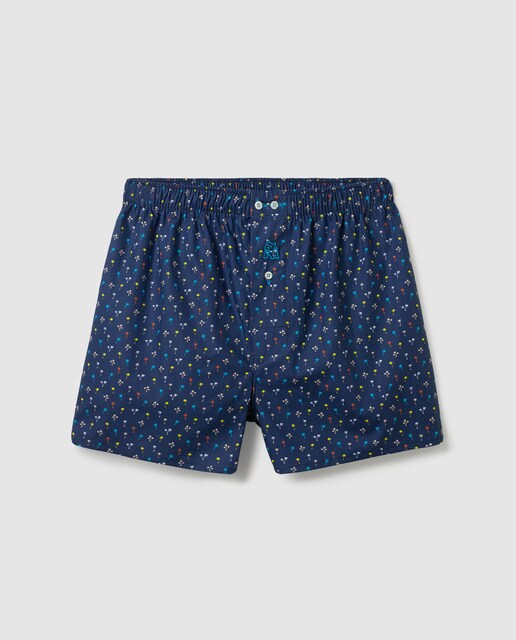 Boxers de tecido azuis de homem