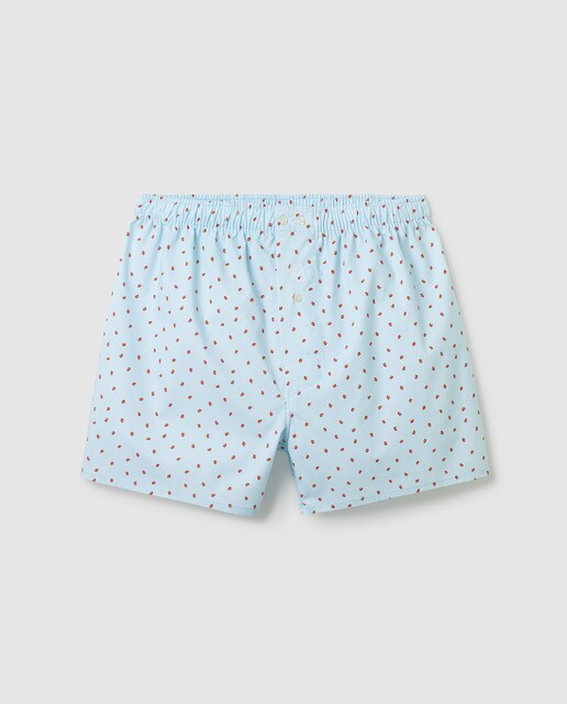 Boxers de tecido azuis de homem