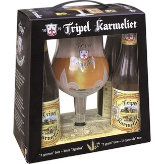 TRIPEL KARMELIET cerveza rubia belga pack 4 botellas 33 cl con regalo de una copa - Hipercor