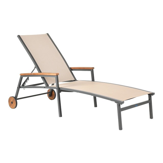 Tumbona de Ratán Chaise para Jardín Terraza Interior Exterior con Ruedas y Cojín