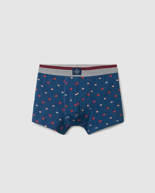 Boxers de malha azul-marinho de homem