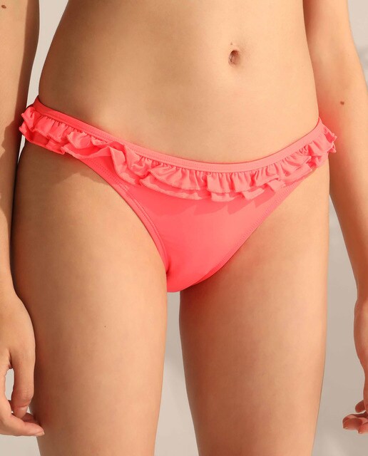 Cueca de biquíni com folhos