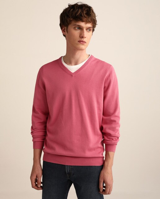 mens pink v neck sweater
