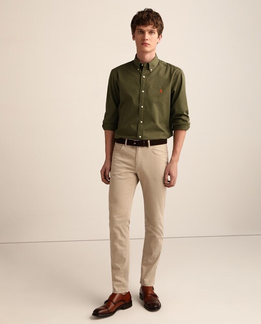 camisa verde botella hombre