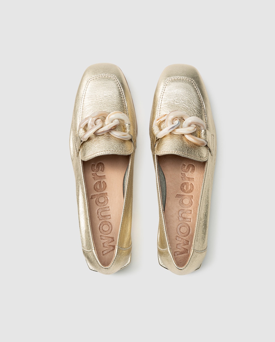 Wonders Women's Gold Metallic Leather Loafers · Wonders · Fashion · El