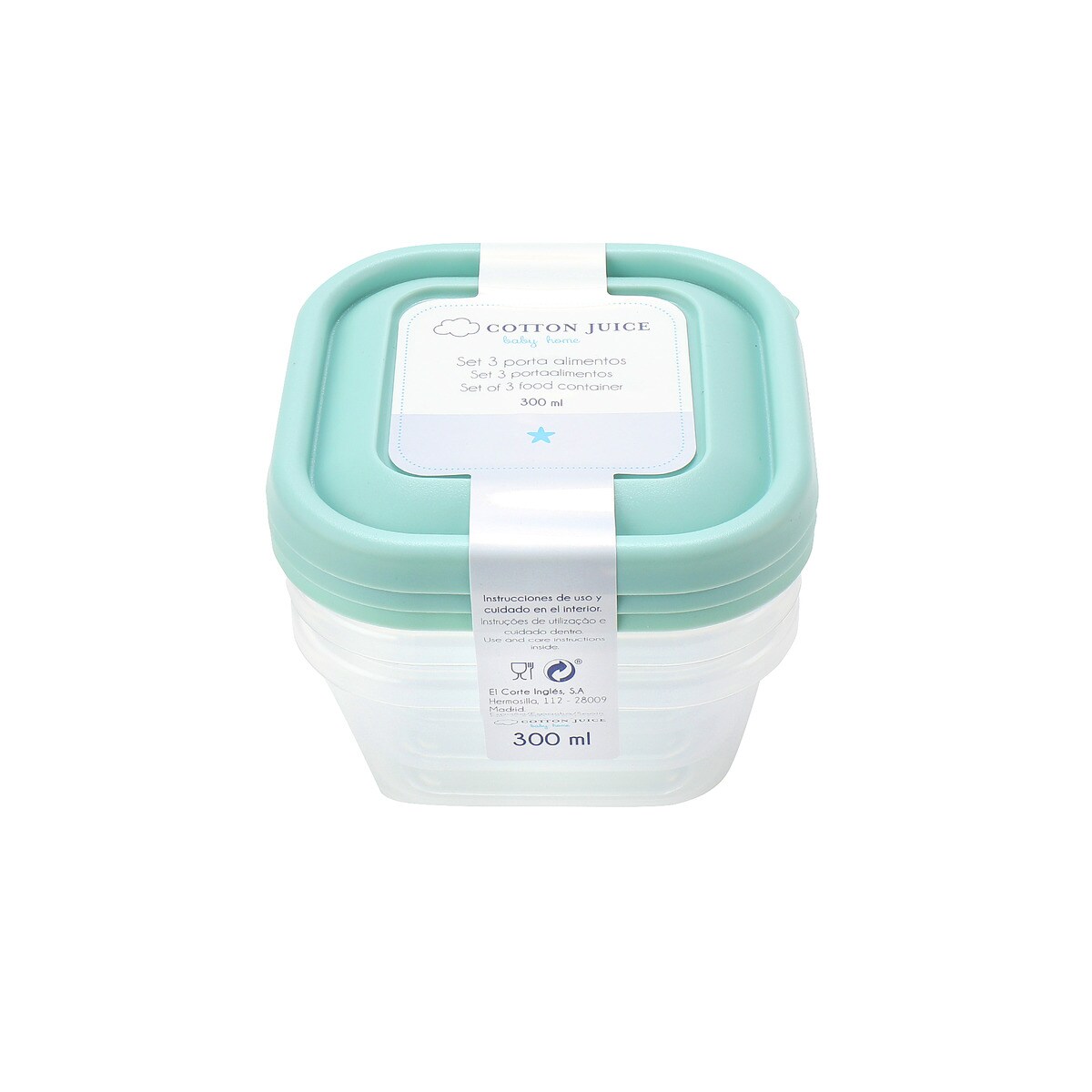 Conjunto de 3 Recipientes de Conservação de Alimentos - 300 ml Verde-3