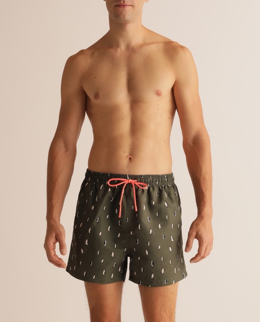 Bañador bermuda de hombre kaki estampado