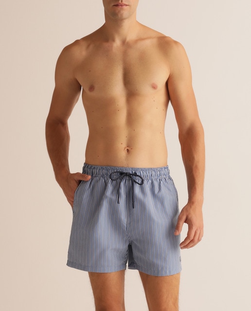 Bañador bermuda de hombre azul marino de rayas