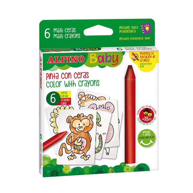 Set de 6 Ceras y 6 Cartas para Colorear Alpino Baby.