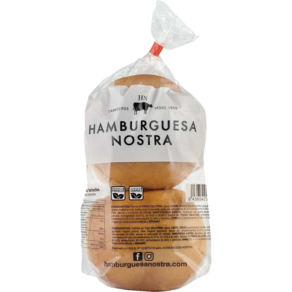 Pan de hamburguesas brioche 2 unidades bolsa 140 g · HAMBURGUESA NOSTRA