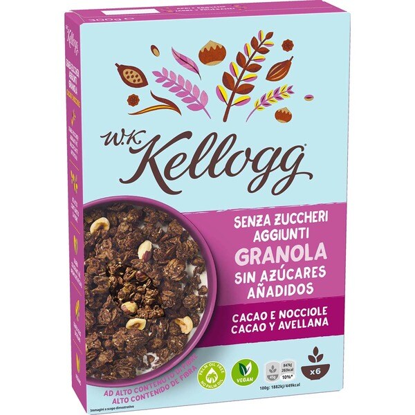 Breakfast cereal granola with cocoa and hazelnuts packet 300 g no added