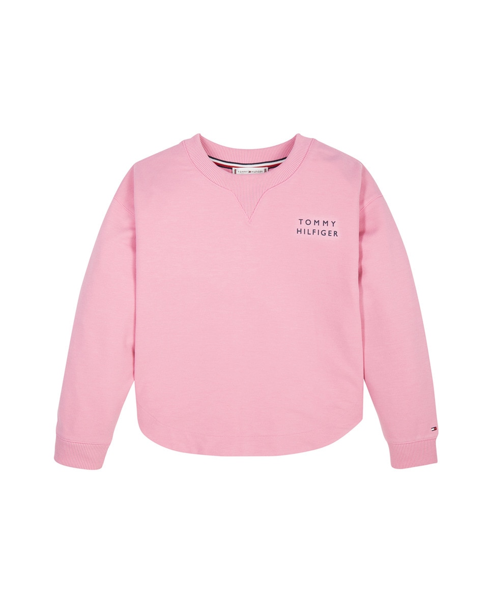 Sudadera de niña rosa con logo bordado · Tommy Hilfiger · Moda · El