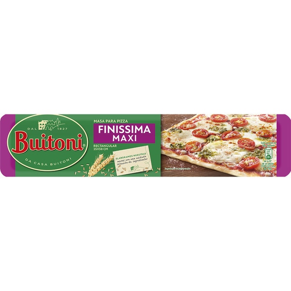 Finíssima masa para pizza maxi rectangular 25 x 38 cm envase 350 g
