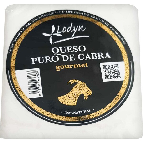 LODYN queso puro de cabra gourmet 100% natural elaborado con leche pasteurizada envase 450 g