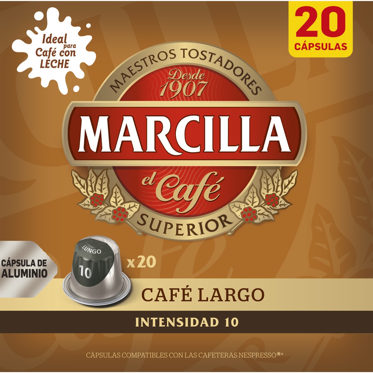 Lungo coffee intensity 10 case 20 capsules compatible with Nespresso