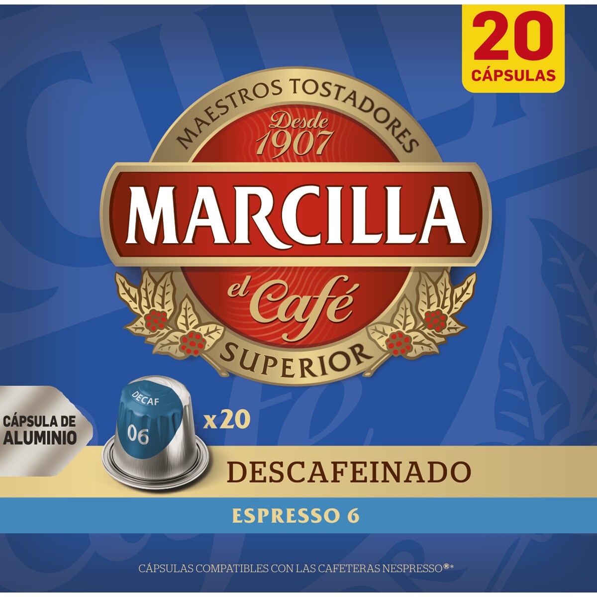 Buy Decaffeinated Espresso coffee intensity 6 case 20 capsules