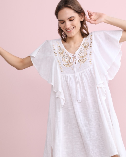 Southern Cotton white embroidered cotton kaftan · Fashion · El Corte Inglés