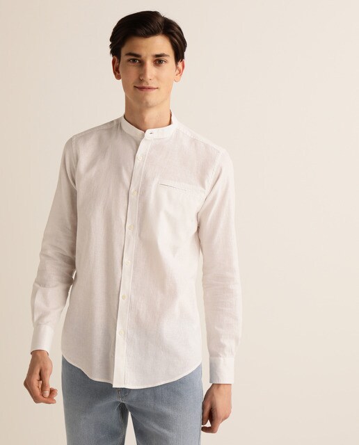 Camisa de hombre de lino algodón cuello Mao lisa · Moda y camisa sin cuello hombre Tu Quieres