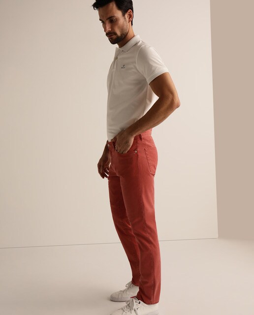 red slim fit jeans