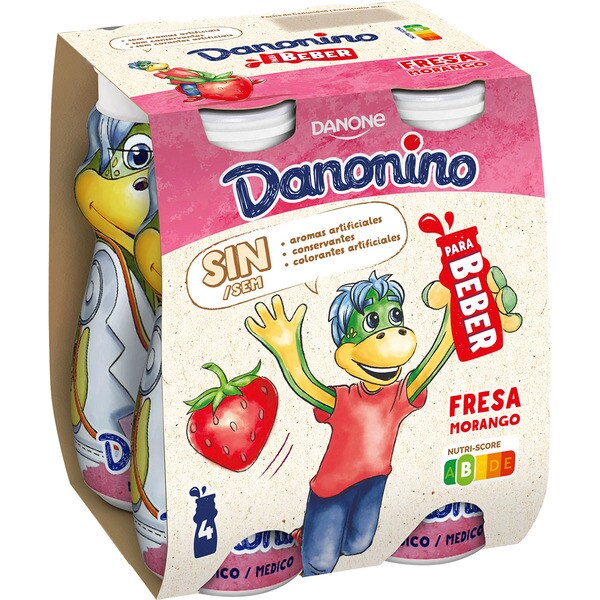 Bebedino yogur petit líquido sabor fresa sin gluten pack 4 unidades 100