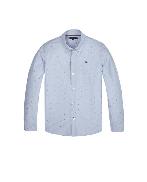 light blue polka dot shirt