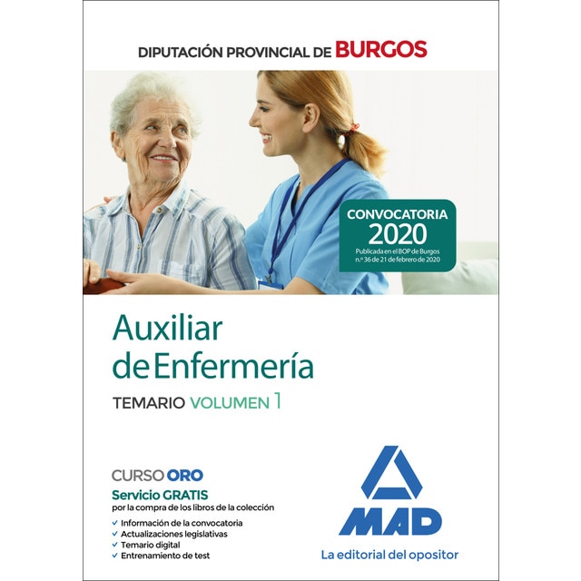 Auxiliar de enfermería de la diputación provincial de burgos. Temario volumen 1