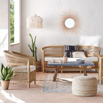 El Corte Inglés Jute round outdoor pouffe
