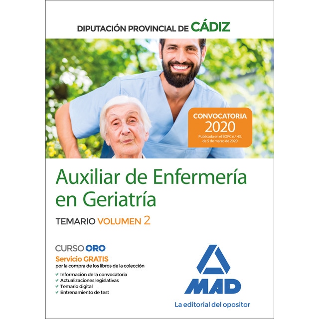 Auxiliares de enfermería en geriatría de la diputación provincial de cádiz. Temario volumen 2 (Tapa blanda)
