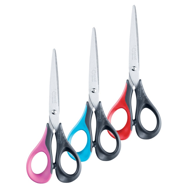 Tijeras Sensoft de 16CM Asimétricas con Agarre Ergonómico y Anillas Flexibles Maped  Colores Surtidos
